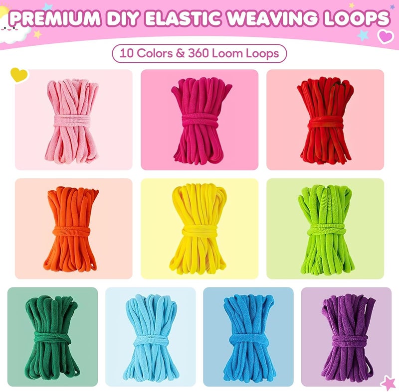 DoubleCare 478 Pcs Weaving Loom Kit with Portable Case, Perfect for Making Handbags, Potholder Maker, Bracelet for DIY Crafters & Makers, Complete Craft Kit with Hooks, Gift for Christmas, Birthday,Pink - Image 3
